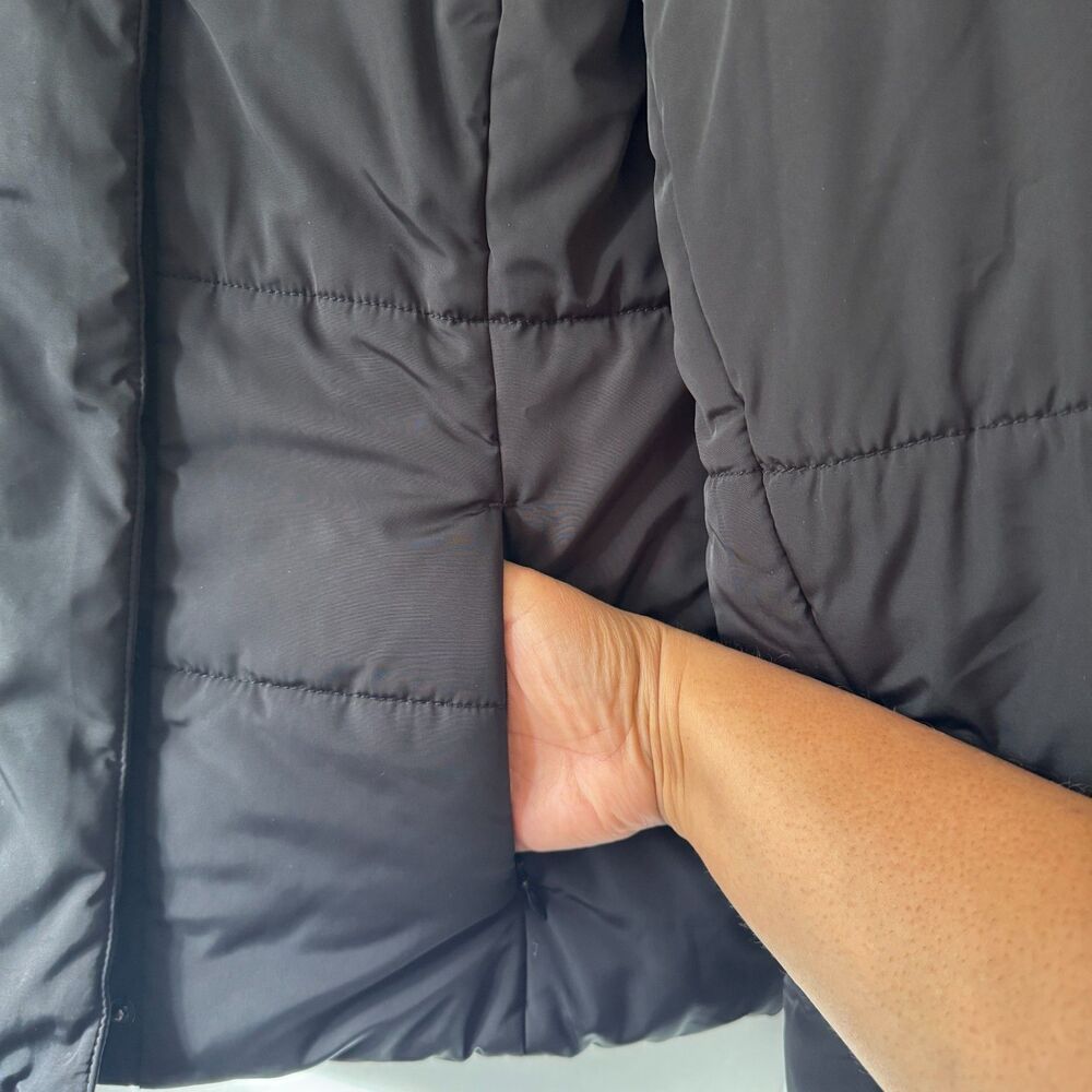 BANANA REPUBLIC Women's MEDIUM Puffer Jacket Coat Black Full Zipper Snap Winter - Picture 3 of 8